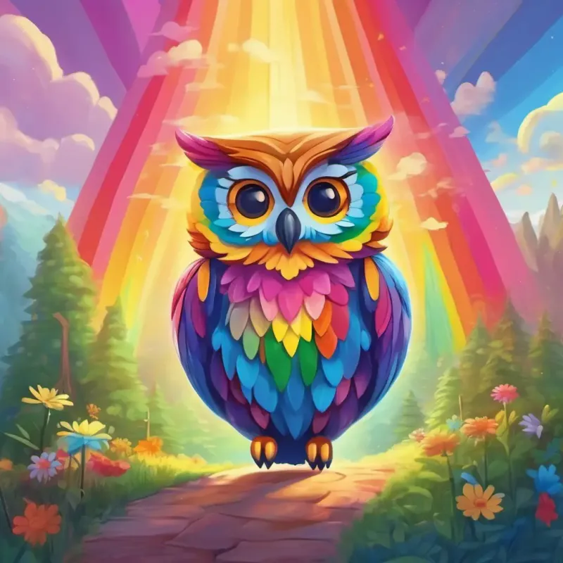 Owl sets a goal for a rainbow journey.