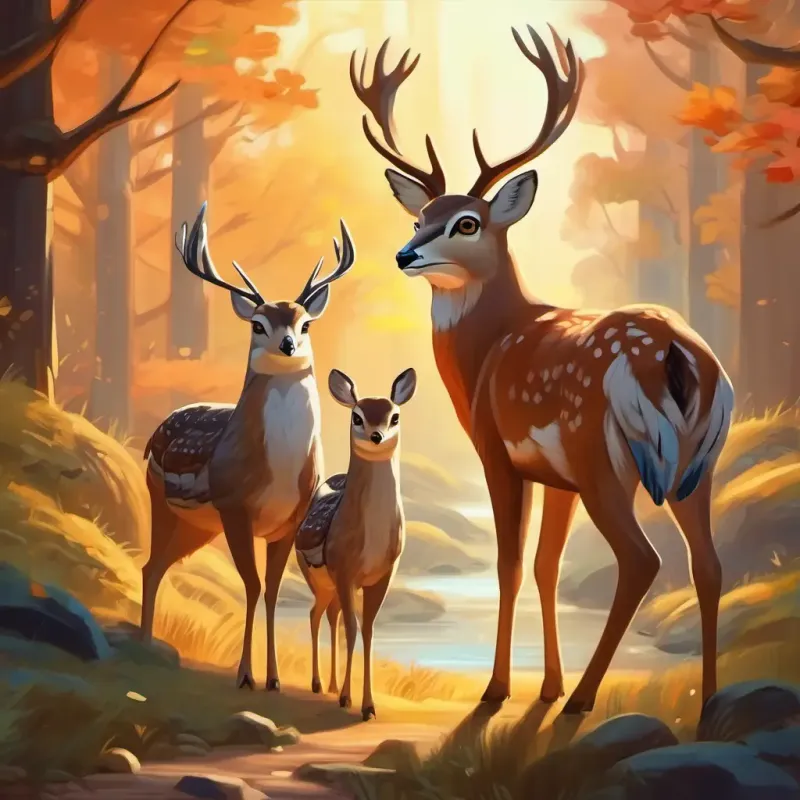 Owl and deer continue the search, companions in adventure.