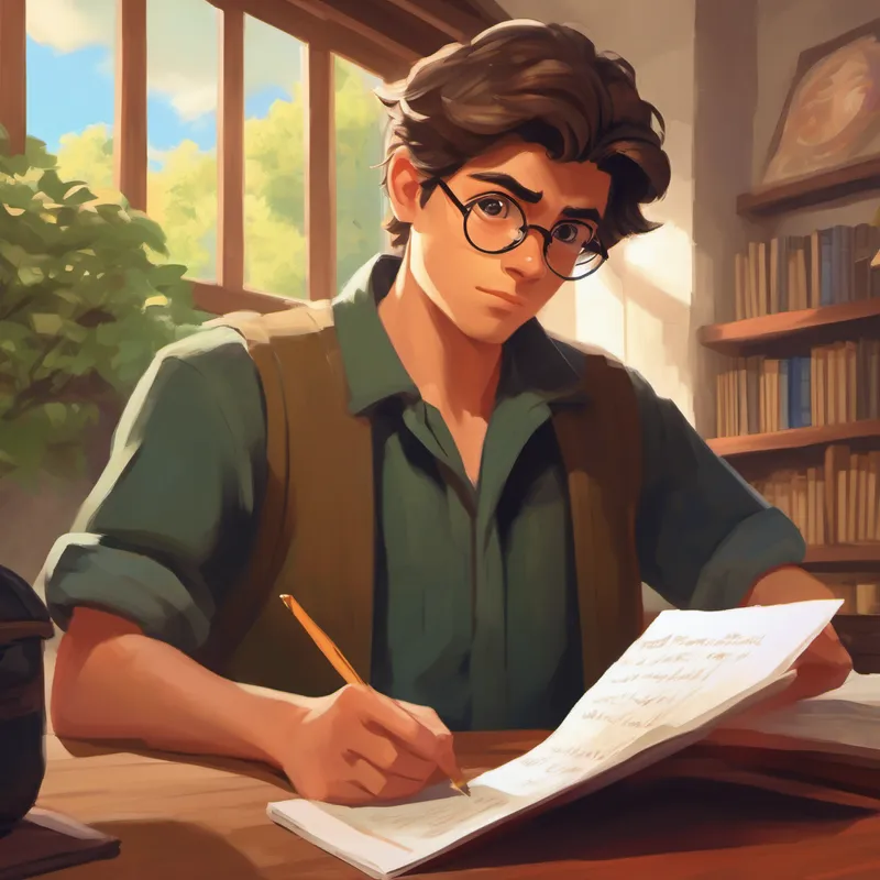 Alex holding up his list while looking determined