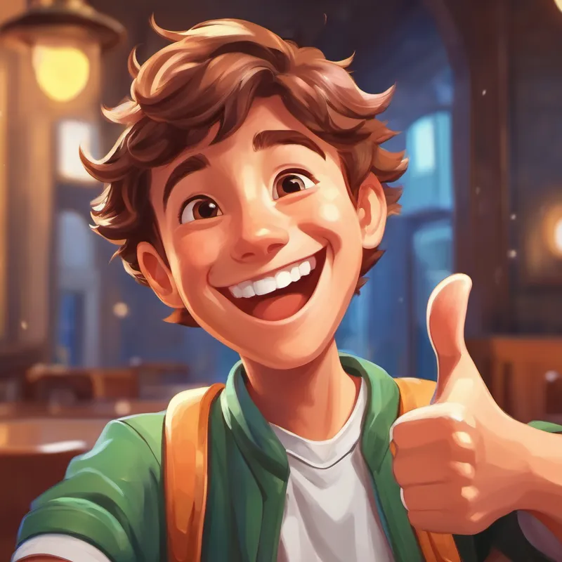A happy and satisfied Alex with a thumbs up