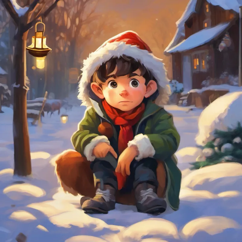 young boy, determined eyes, scruffy clothes trades cow for beans, mother is upset.