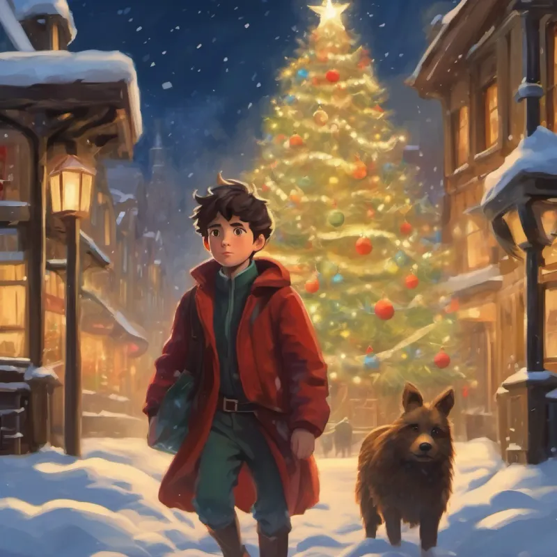 The giant appears, young boy, determined eyes, scruffy clothes hides.