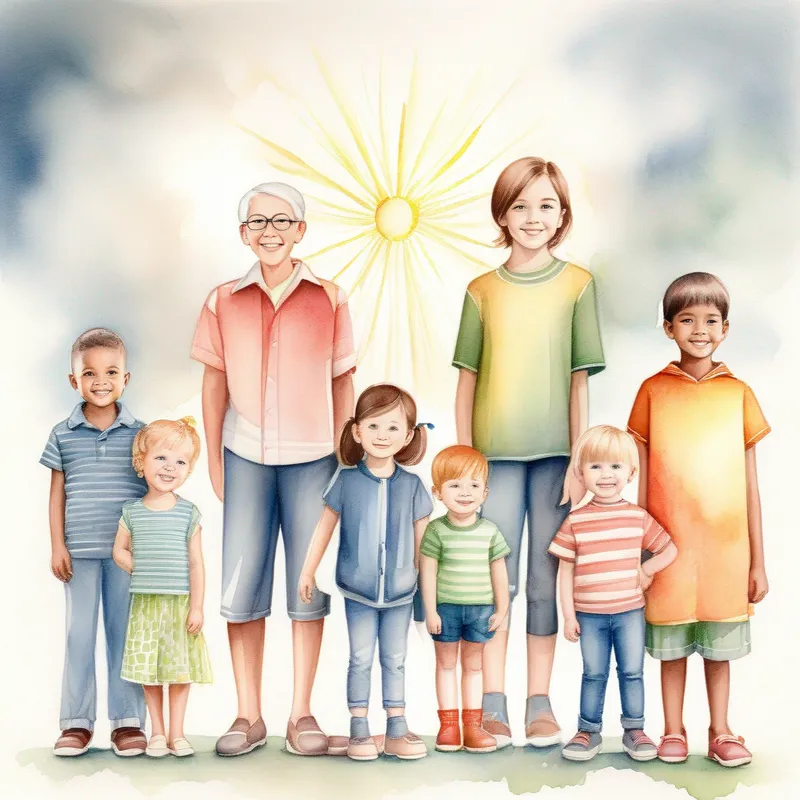 Children from different generations standing tall, radiating confidence