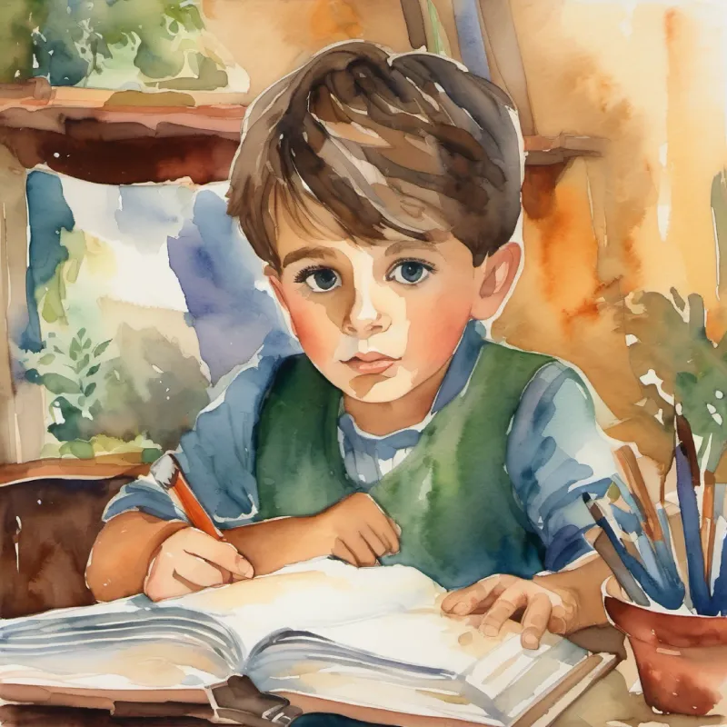 Introduction to A young, curious boy with brown eyes and short hair and his curiosity, sets up theme of the story.