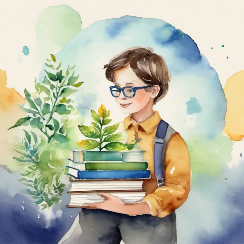 Kind-faced, glasses, carries science books introduces the chemicals that regulate breathing.