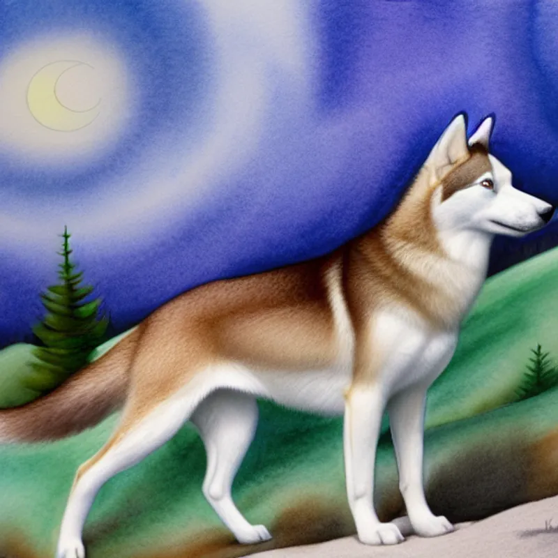 Artemis happily walking into the colorful forest.