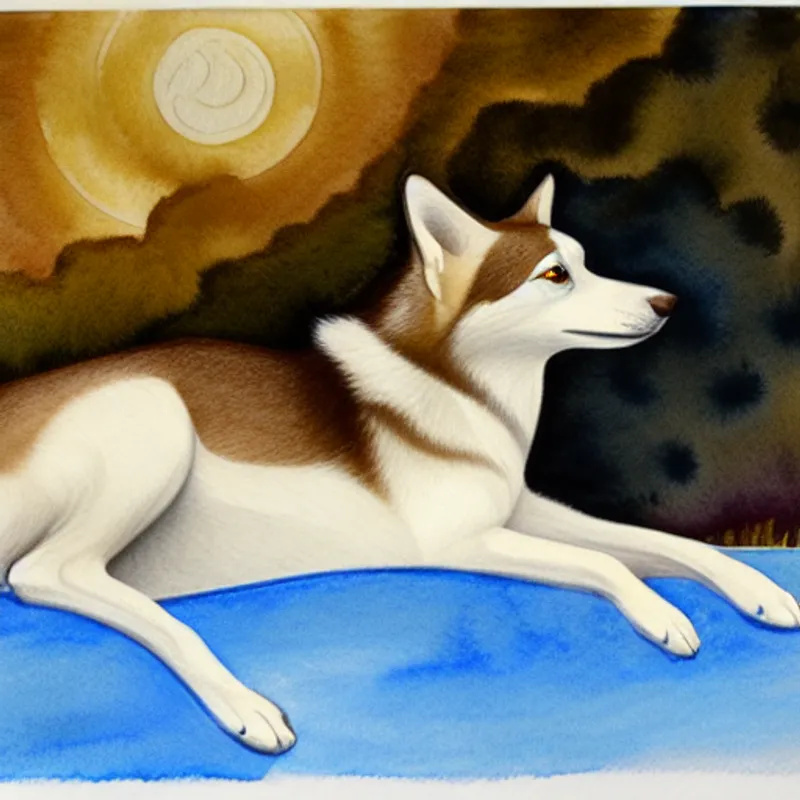 Artemis playing in the water with a stick.