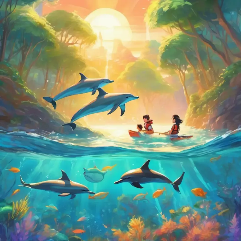 Swimming with dolphins, joyful experience