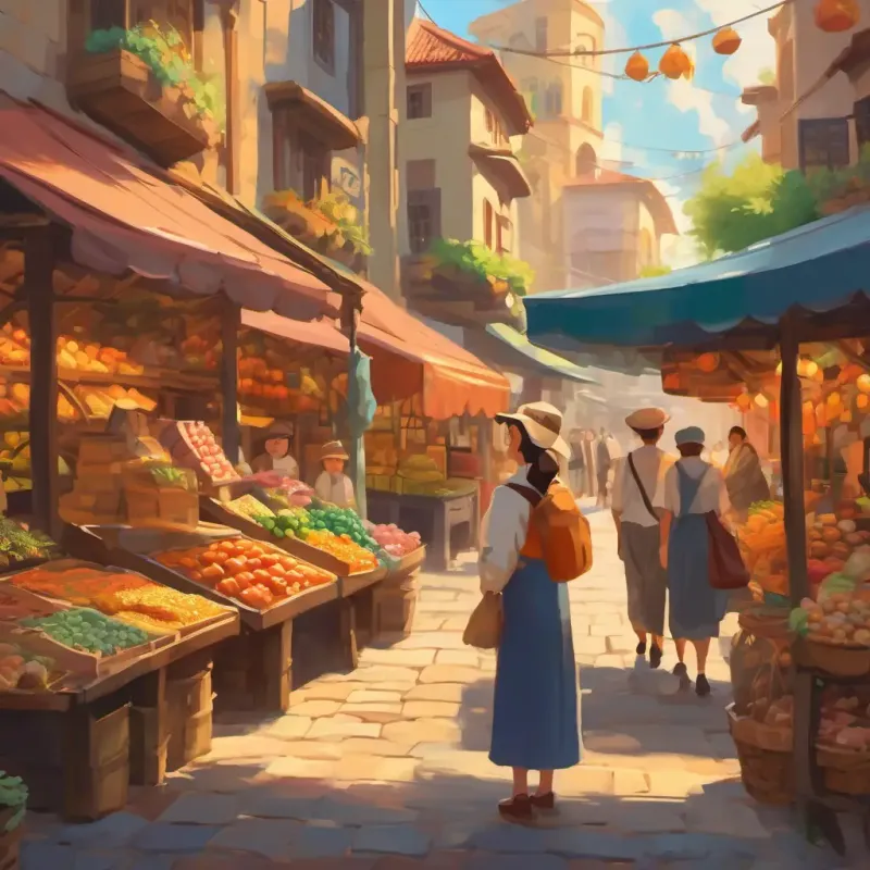 Joy in the market, collecting souvenirs