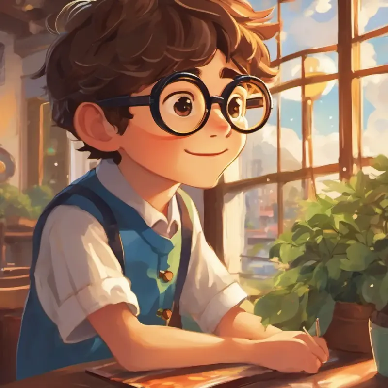 Leo is a boy with special glasses that make the world magical uses his magical glasses to bring happiness to sad or lonely Leo is a boy with special glasses that make the world magical's glasses help him see the kindness in others and make them happy.