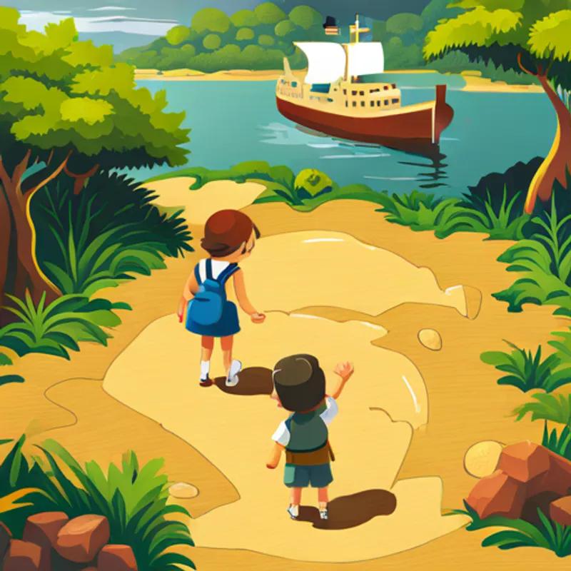 Jake and Jessica finding a treasure map