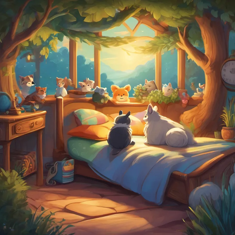 And so, the story of Benny and Polly's love and friendship ignited a chain reaction. The animals of Friendshipville began to understand the value of true friendship and love. The land became a magical place where every creature lived joyously, helping one another and spreading kindness to all. As night fell, Benny and Polly settled into their cozy beds, their friendship bracelets glowing softly on their paws. They drifted off to sleep, knowing that true friendship and love would always guide their adventures in Friendshipville, and that their story would forever be etched in the hearts of all who heard it.