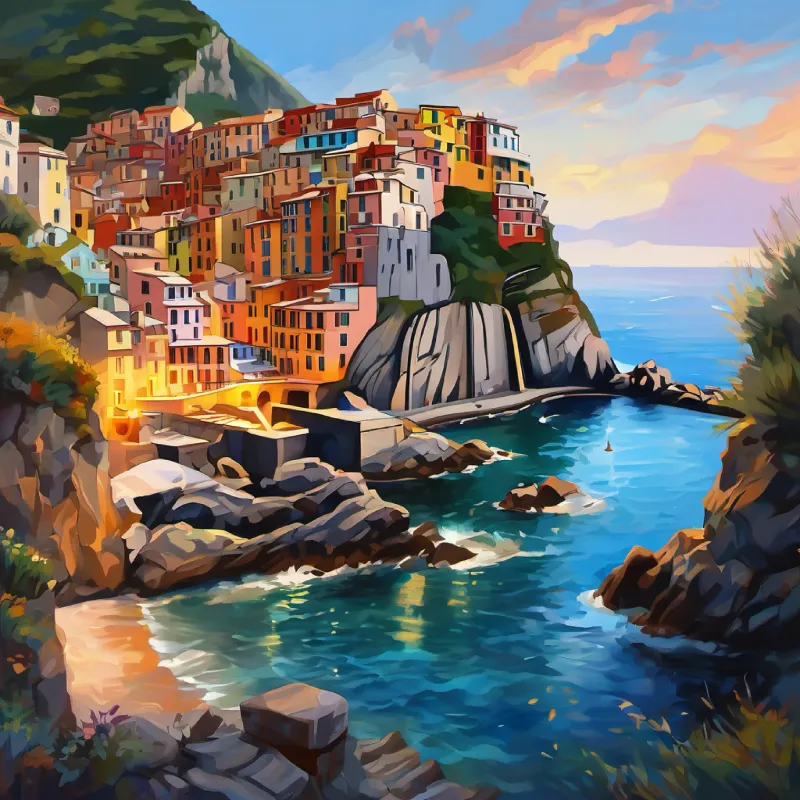 Păr de mare, ochi misterioși magica, transportă Piele ușor bronzată, ochi căprui în Cinque Terre.