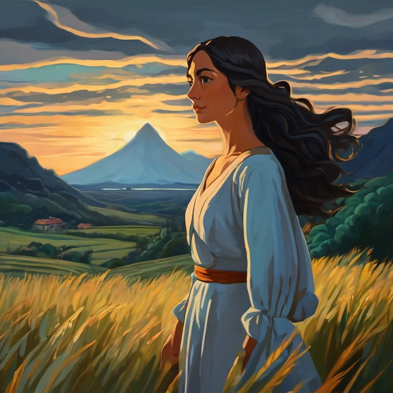 El Apuesto, valiente y con cabello oscuro y ojos brillantes. y la mujer huyendo juntos