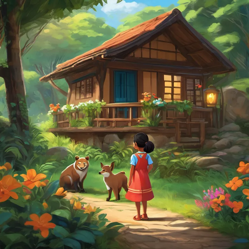 Once upon a time, in a small village in Malaysia, there lived a beautiful and smart little girl named Amani. Amani was not just any ordinary girl, she had a special gift. She could speak to animals and they would understand her. Amani lived with her loving parents in a cozy wooden house surrounded by tall trees and colorful flowers. Every day after school, she would spend her time exploring nature and talking to the animals. She would learn about their lives, their secrets, and they would teach her valuable lessons about living in harmony with nature.