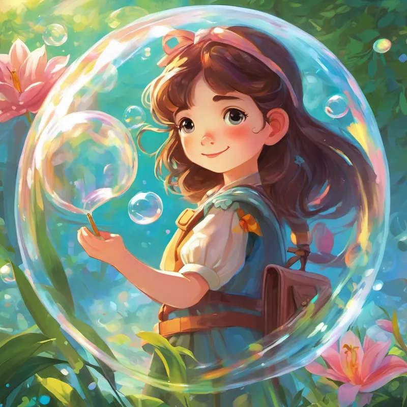 With renewed hope and determination, Lily and her friends gathered once again, armed with their newfound ideas. They mixed a sprinkle of magic to the slime and used their special tool to shape the bubble. Lily took a deep breath, closed her eyes, and gently blew into the tool. To Lily's amazement, a big, shimmering bubble filled the air! It glowed with radiant colors, reflecting all the joy and perseverance Lily and her friends had poured into creating it. The bubble grew larger and larger, floating effortlessly against the bright blue sky.