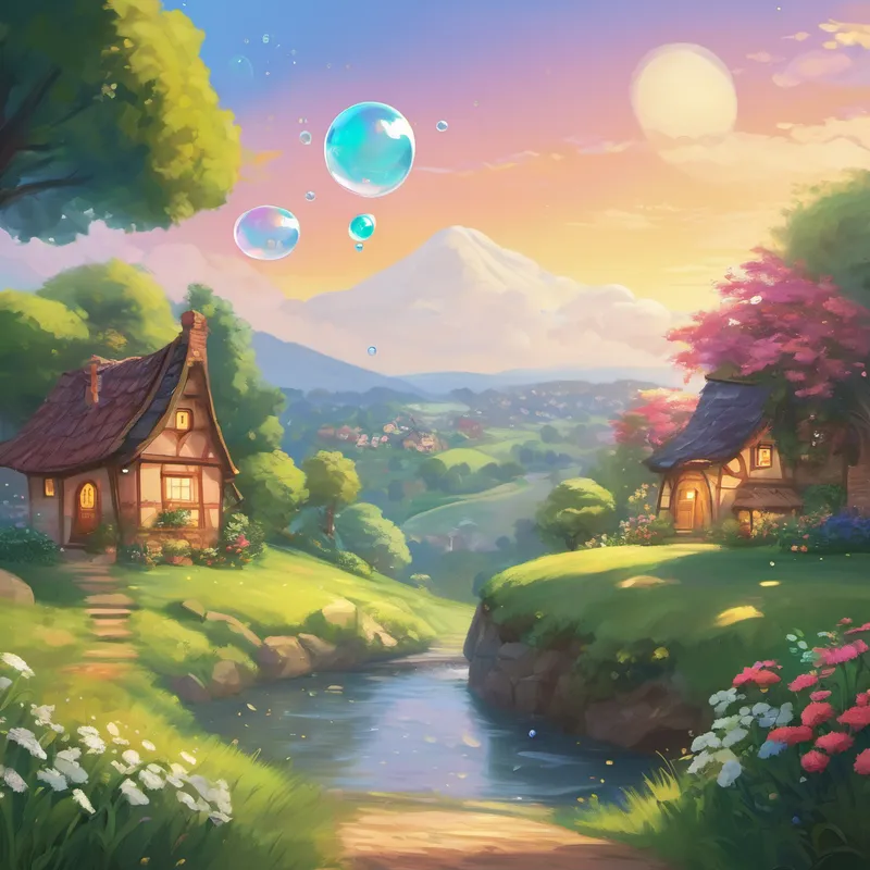 From that day forward, Lily's village became known for its breathtaking bubble creations. And every time someone blew a bubble or saw one gliding in the air, they were reminded of Lily's determination and the joyful outcome that came from never giving up. And so, in the little village, nestled among rolling hills and lush green fields, the magical allure of bubbles brought endless happiness to all who lived there, all thanks to Lily and her incredible journey. The end.