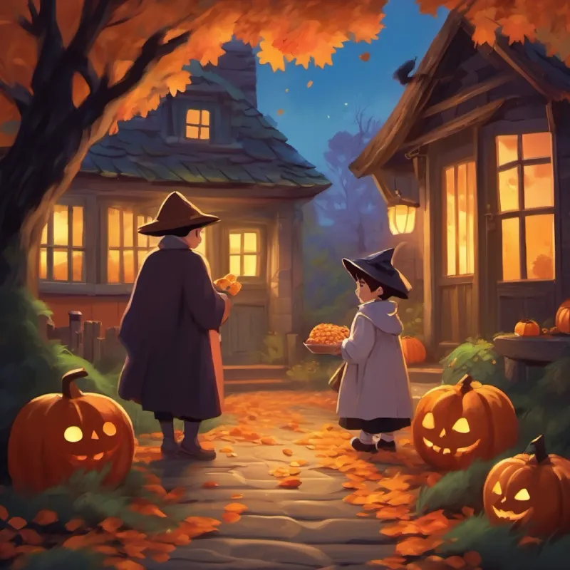 Collecting treats while trick-or-treating.