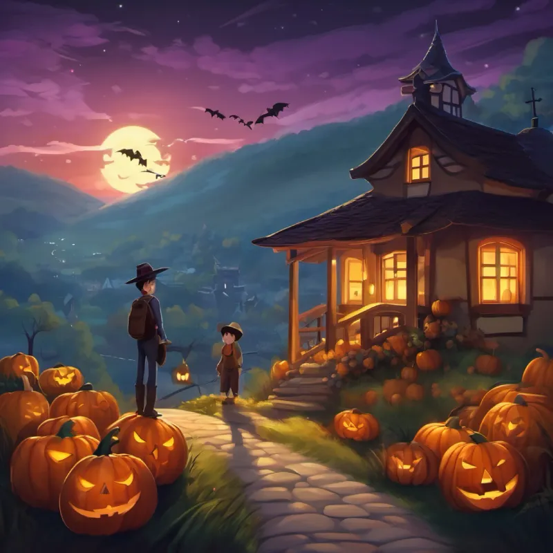 Ending the night satisfied with their Halloween adventure.