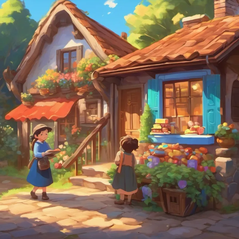 Receiving candy bars at a neighbor's house.