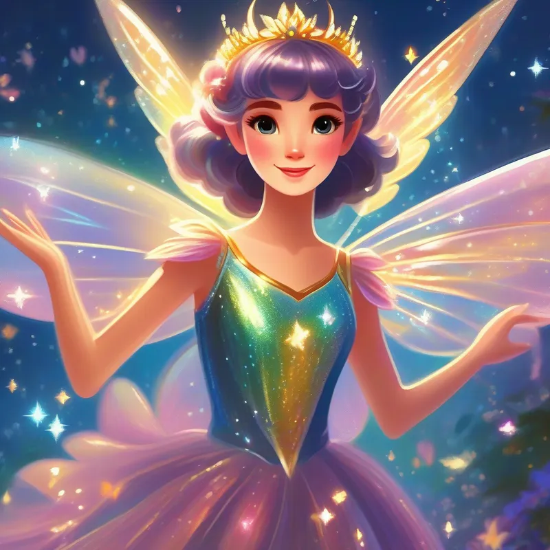 A fairy with sparkling wings and a shimmering dress the fairy with sparkling wings and a shimmering dress