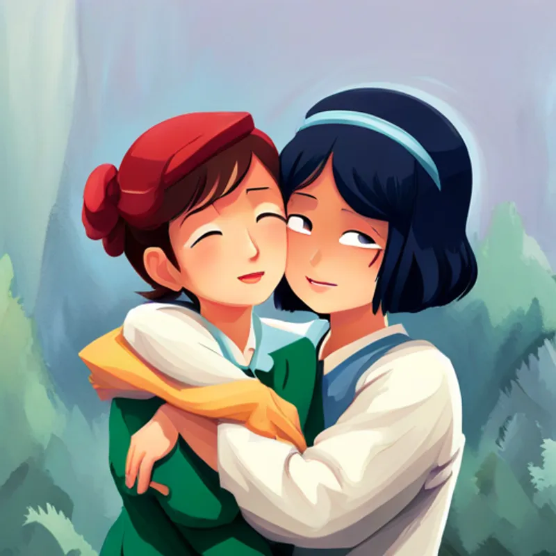Ivy hugging Fay with excitement