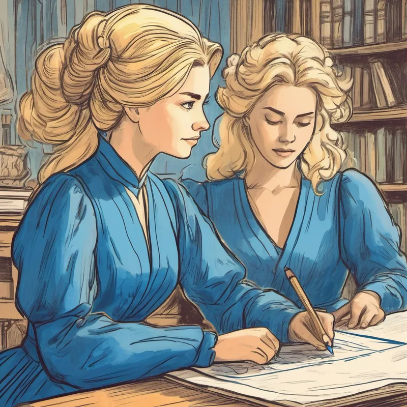 Young woman with blonde hair, wearing a blue gown working hard under her cruel stepmother's command