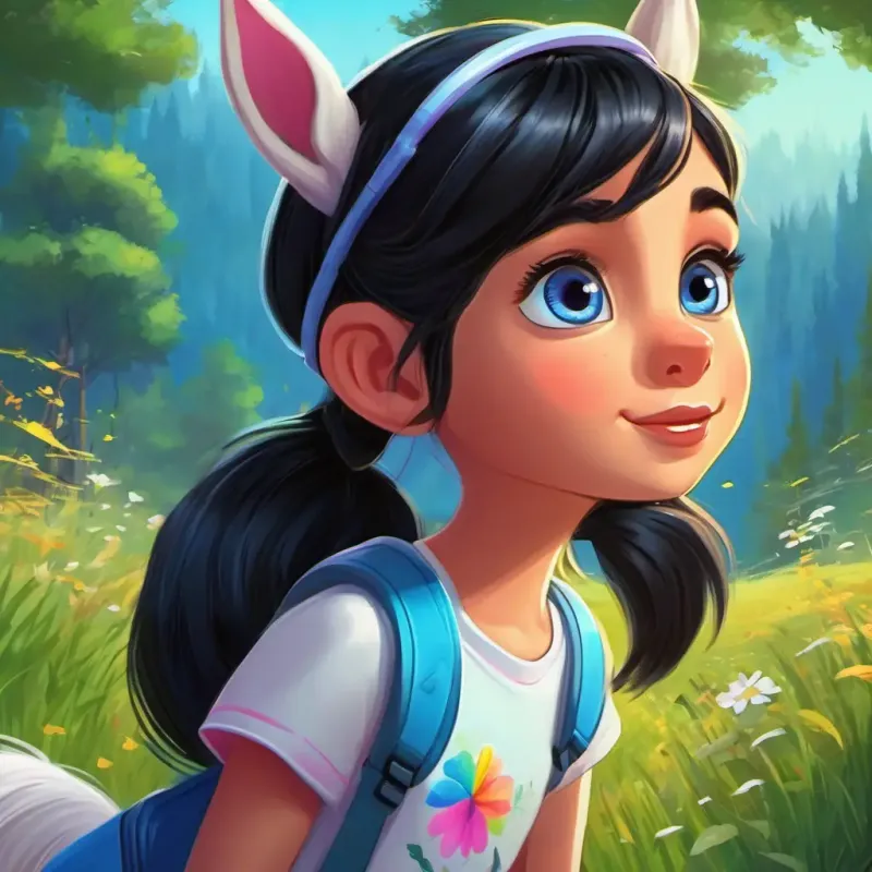 Amanda sees a sparkle in the meadow near the woods.