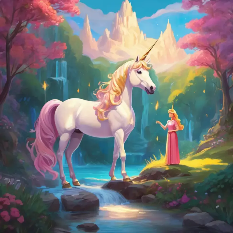 Unicorn Queen explains magic can fix the stream but at a cost.