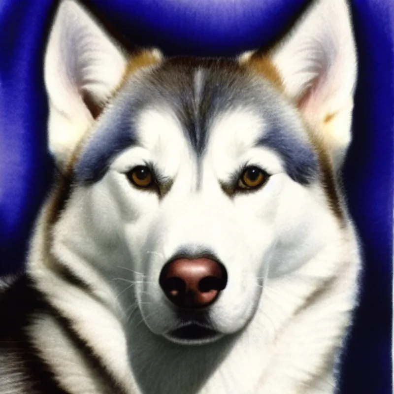 White and gray husky with a lean and strong body