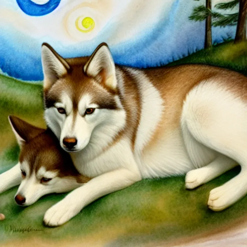 Artemis with a small baby fox cuddled against him