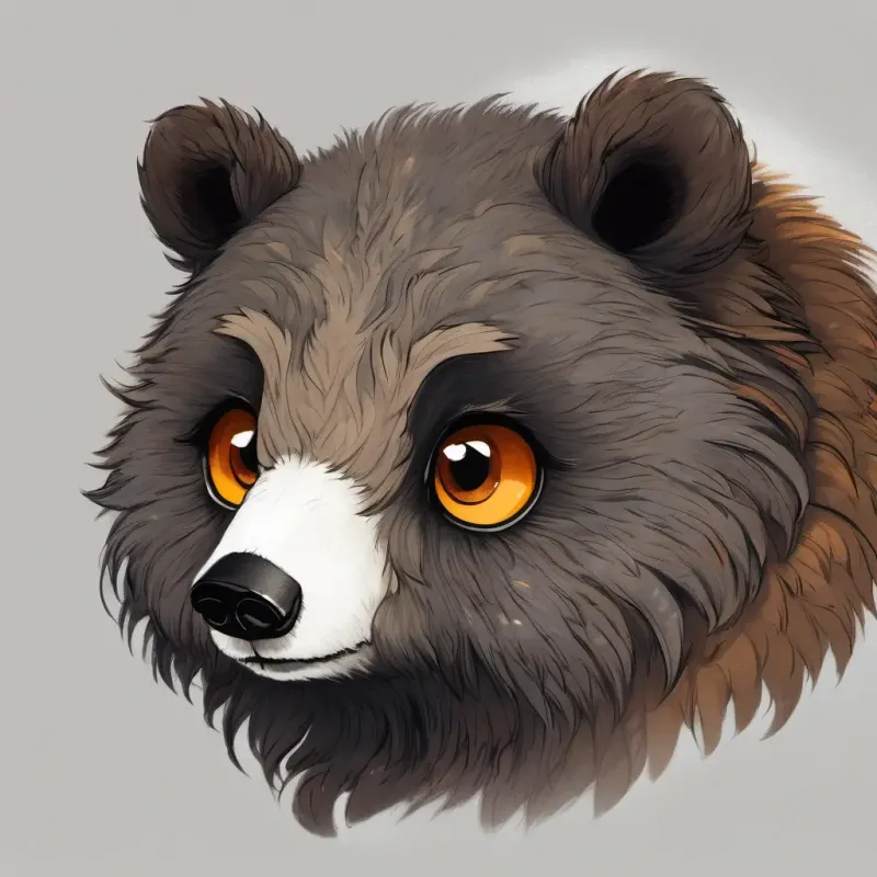 Small bear, fluffy, dark brown fur, warm amber eyes's decision to seek the Old owl, grey feathers, piercing silver eyes for help.