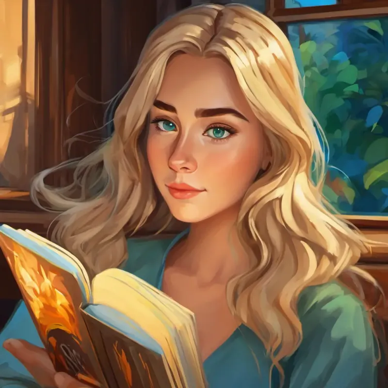 blonde Haare, blaue Augen und braune Haare, grüne Augen sitzen im Bett, ihre braune Haare, braune Augen steht neben ihnen und hält ein Buch.