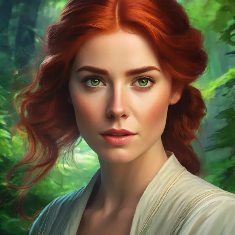 Stern-looking woman with sharp eyes and dark hair realizes Red-haired, imaginative girl with bright eyes and fair skin belongs at Green Gables.