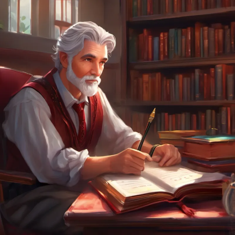 Quiet, kind man with a gentle smile, greying hair's quiet pride in Red-haired, imaginative girl with bright eyes and fair skin's school achievements.