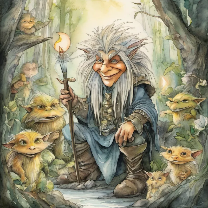 It was the Goblin King, surrounded by his mischievous minions. He held the magical amulet in his grubby hands, laughing smugly. Lily approached the Goblin King with kindness in her voice, "Hello, Mr. Goblin King. We have come to ask for the amulet's return. The forest needs it to thrive, and without it, all its magic will fade away."