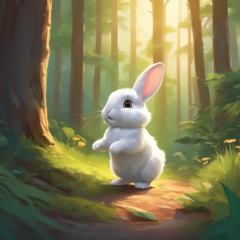 Meeting the The playful rabbit has soft, white fur and loves to hop around and learning about conservation in the forest.