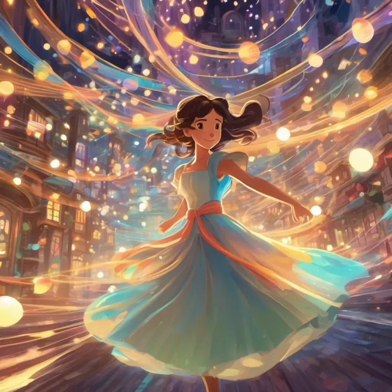 three colors dancing among twirling lights and glowing streams, creating a spectacular light show