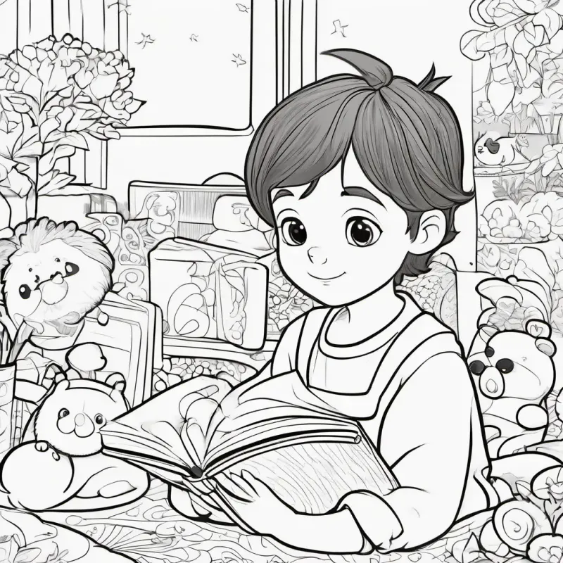 Short, brown hair, inquisitive eyes, pajamas calls mom, plays with living toys