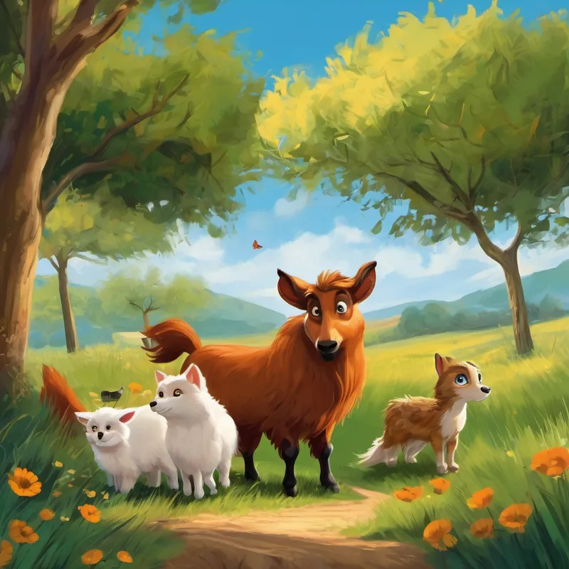 La fattoria ospitava anche molti altri animali: galline, tacchini, una mucca, un asino, un maiale e due giovani maialini. Ogni giorno, dal mattino alla sera, accadevano nuove avventure e drammi personali tra gli animali, con Leo e Foxy spesso al centro dell'azione. Gli altri animali e la famiglia intervenivano con le loro personalità uniche, ma erano figure di secondo piano rispetto ai nostri due eroi. Un giorno, all'alba, Leo e Foxy si svegliarono pronti per affrontare una nuova giornata. Decisero di divertirsi acchiappando farfalle insieme. Leo, con i suoi veloci movimenti felini, riusciva a prenderle al volo, mentre Foxy le ingannava con la sua astuzia e le catturava di sorpresa. Le farfalle ridevano di gioia mentre venivano liberate di volta in volta.