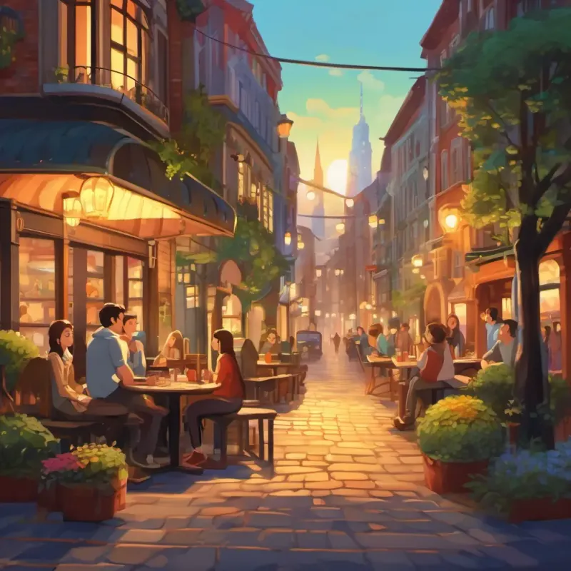 Friends rest, knowing they make the city thrive together.