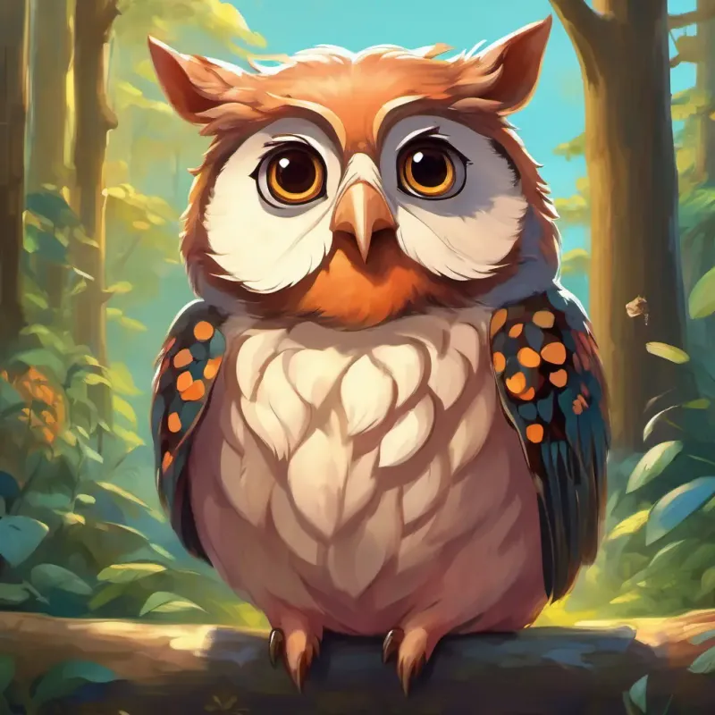 Hongi is a little pig with a round body and curly hair met a morepork owl with big eyes, who told him to trust his eyes and look for familiar things to find his way back.