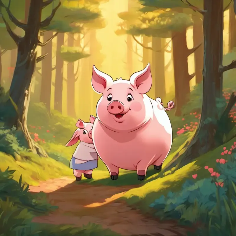 Hongi is a little pig with a round body and curly hair and his mama explored the forest together and cherished their home.
