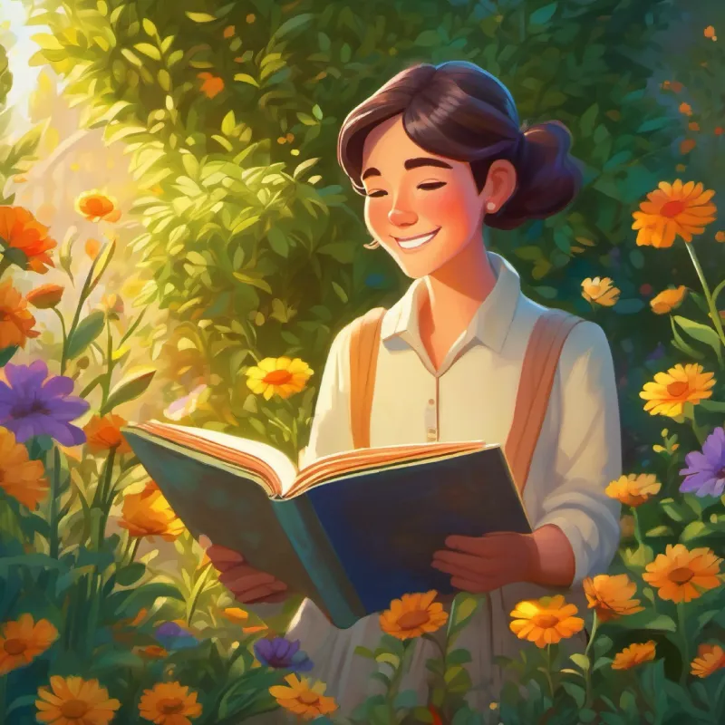 Warm teacher, kind eyes, bright smile shares a story about individuality, illustrated with a garden metaphor.