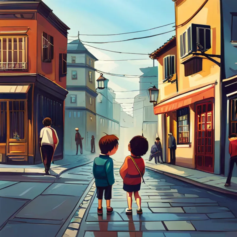 Niños riendo y compartiendo sus talentos en la ciudad