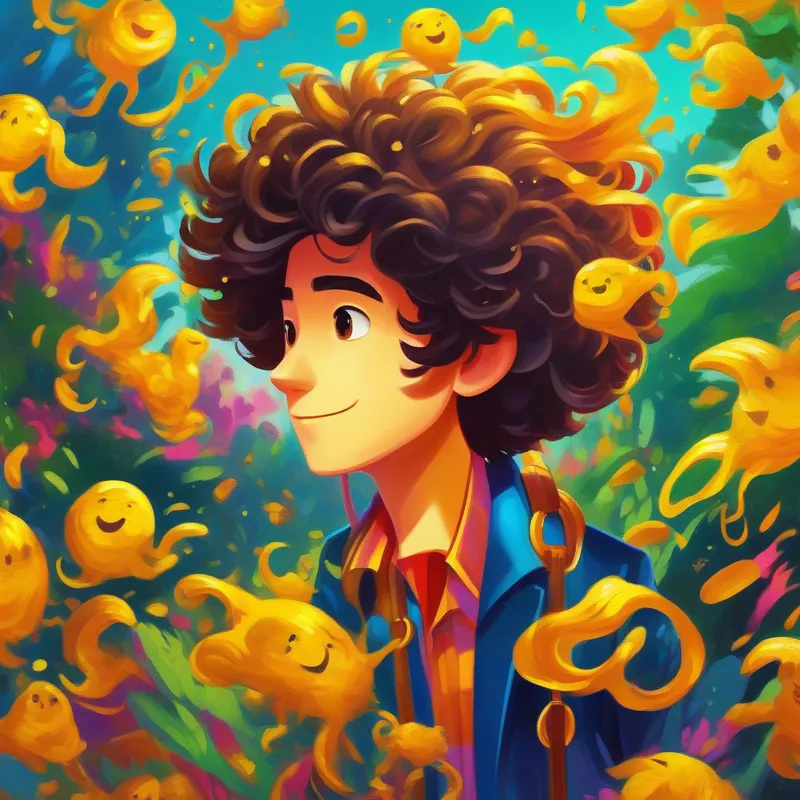 Bright colors fill the pages as Energetic and curious with wild, untameable hair - always ready to learn and Wearing a golden suit covered in dollar signs - confident and knowledgeable meet.