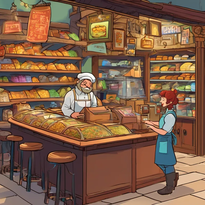 One busy afternoon, the shop was bustling with hungry customers craving the scrumptious burritos. Buttrest and Tilly were working the cashier, ensuring orders were taken swiftly and correctly. Just as the line grew longer, a mischievous goblin named Grumblepot waltzed into the shop. Grumblepot loved causing trouble and making people's lives difficult. He sneaked behind Tilly's counter and cast a magical spell on the cash register, causing it to malfunction. The register started displaying random prices, confusing poor Tilly. She desperately tried to figure out how much each customer owed, but the numbers on the register kept changing faster than she could count.
