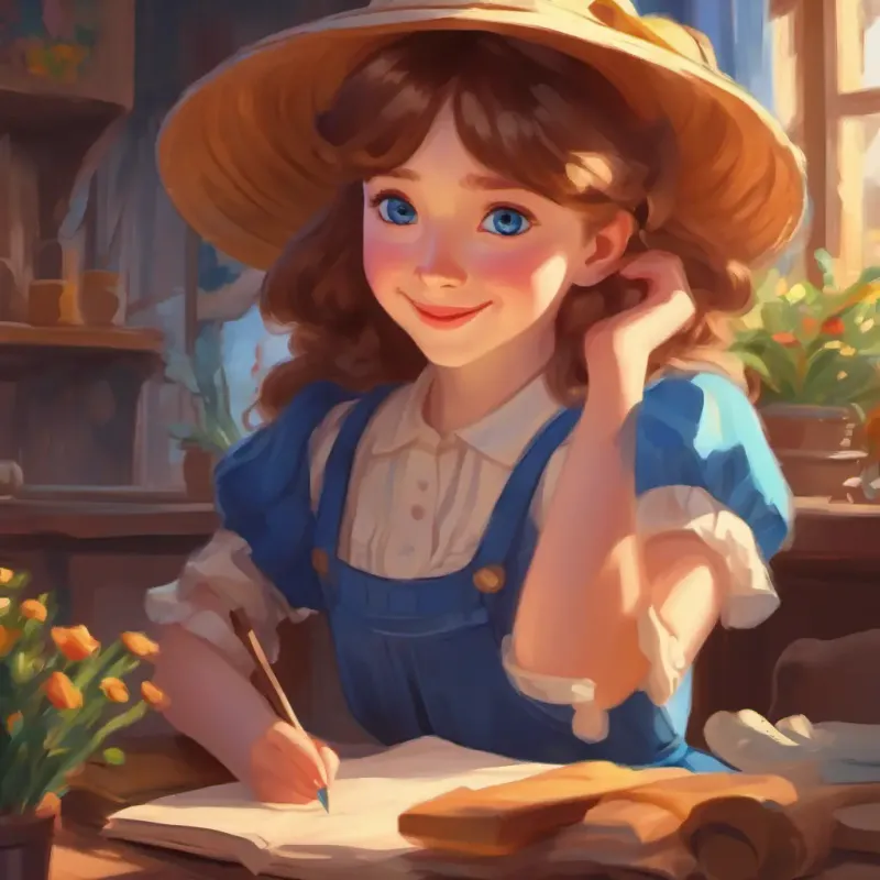 Kind girl, fair skin, blue eyes, always wearing a warm smile working, stepsisters playing