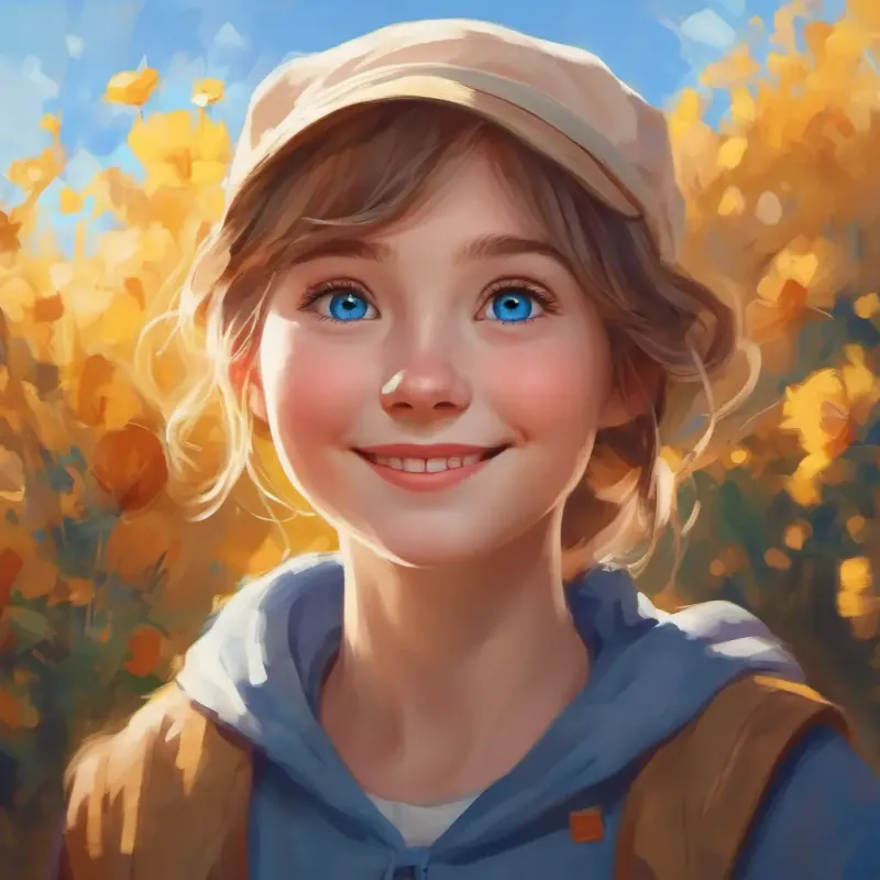 Kind girl, fair skin, blue eyes, always wearing a warm smile's wisdom, value of true friendship
