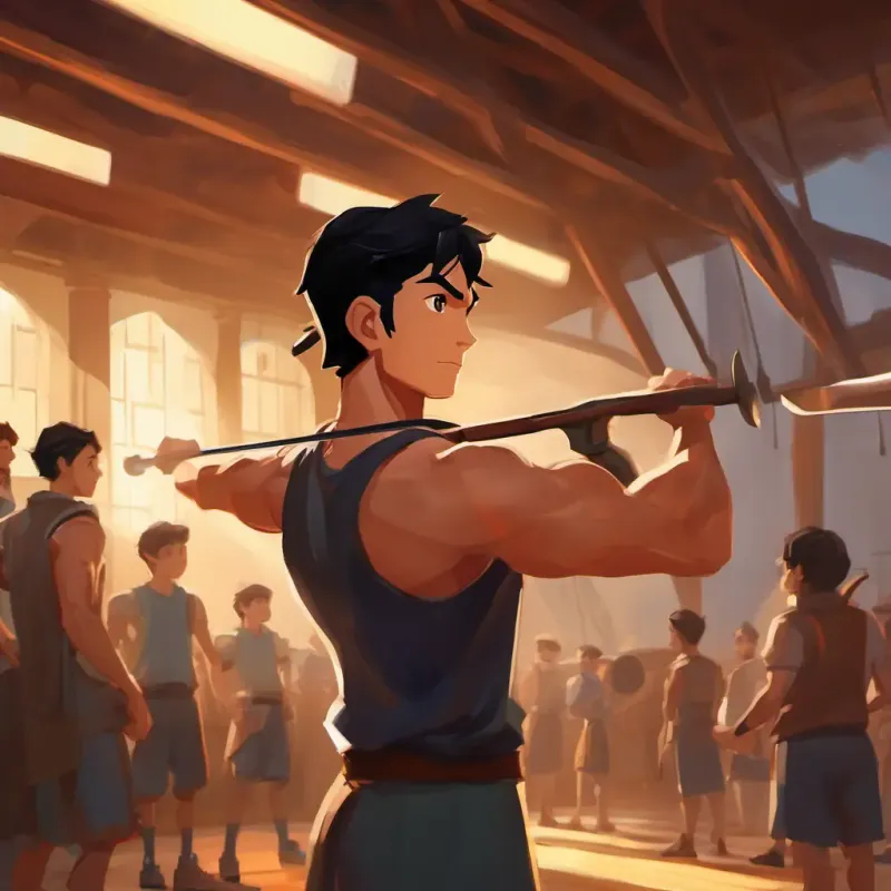 Tall, muscular, with black hair, brown eyes, and a loud voice starts the practice with drills.